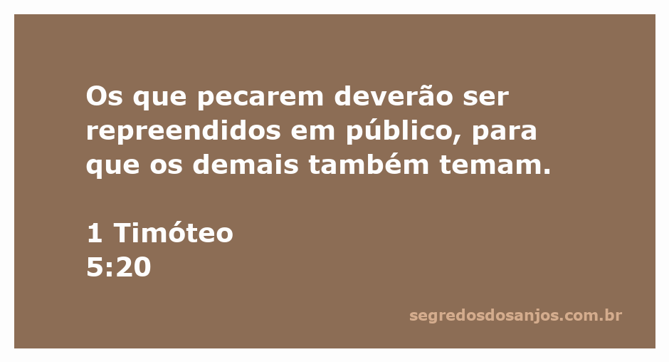Repreensão pública de pecadores conforme 1 Timóteo 5:20