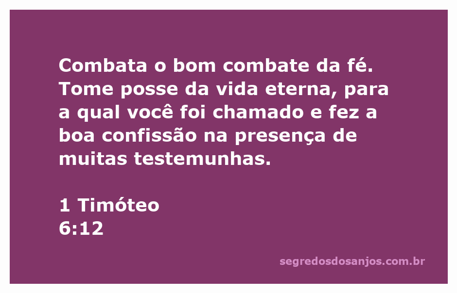 Uma ilustração inspiradora que representa a luta pela fé e a conquista da vida eterna, com a citação de 1 Timóteo 6:12.