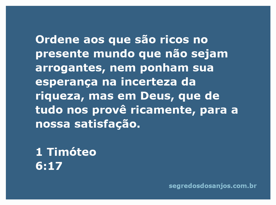 Imagem ilustrativa sobre a riqueza e a confiança em Deus, inspirada em 1 Timóteo 6:17.