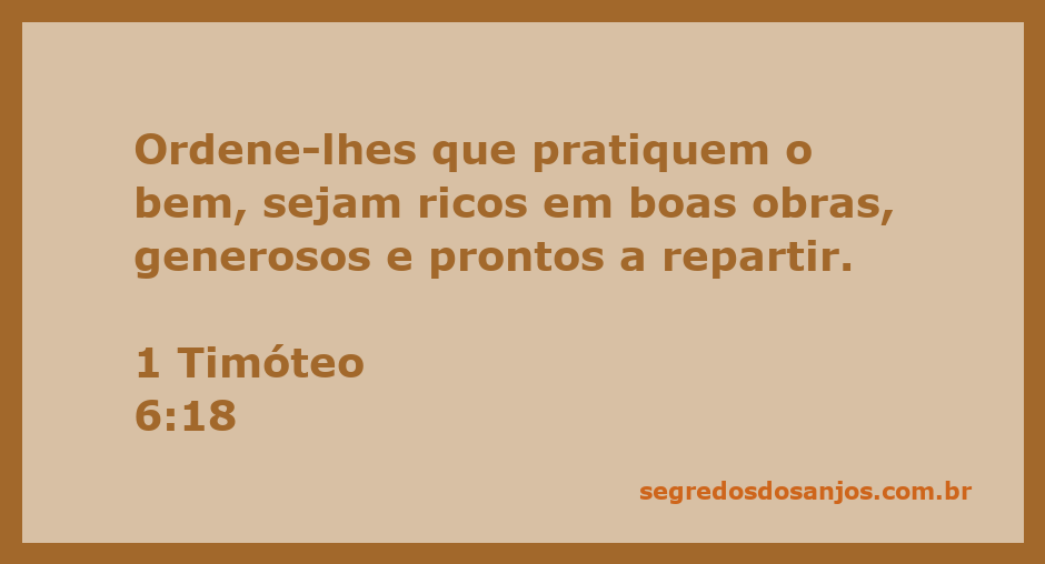 Imagem representativa de generosidade e boas obras, inspirada em 1 Timóteo 6:18.