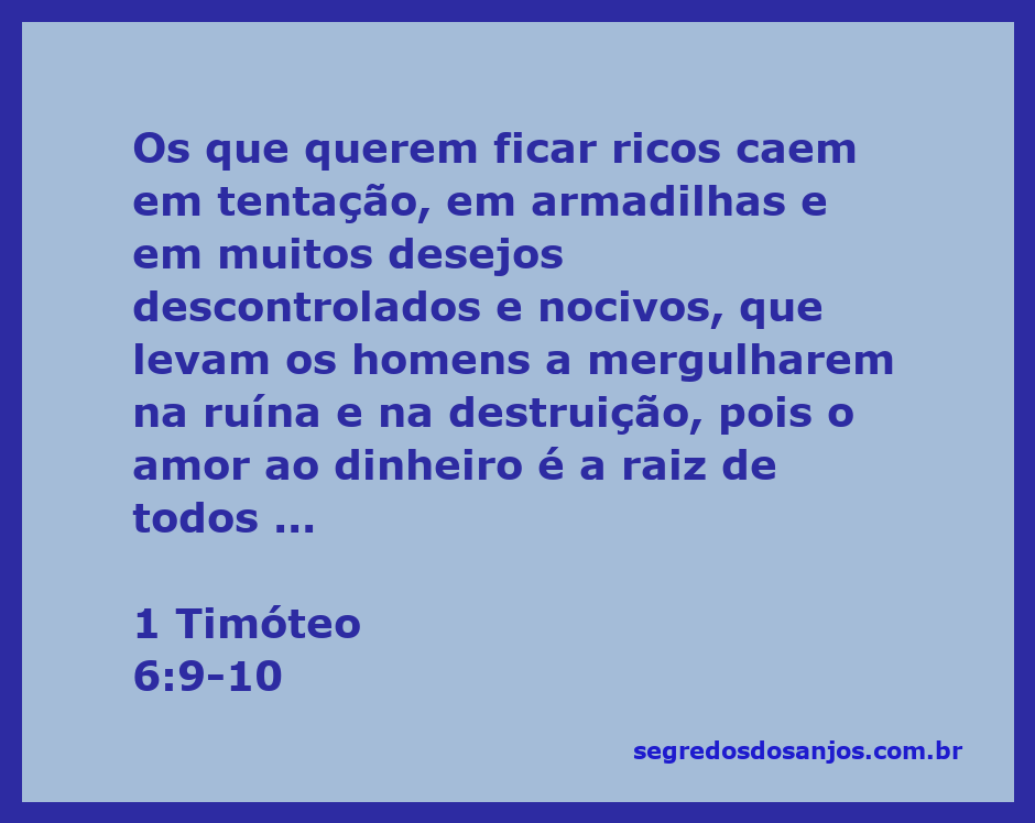Imagem representativa de 1 Timóteo 6:9-10, ilustrando a advertência sobre os perigos do amor ao dinheiro.