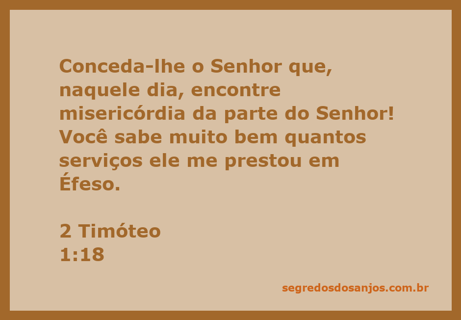 Ilustração do versículo 2 Timóteo 1:18, representando a misericórdia e os serviços prestados em Éfeso.