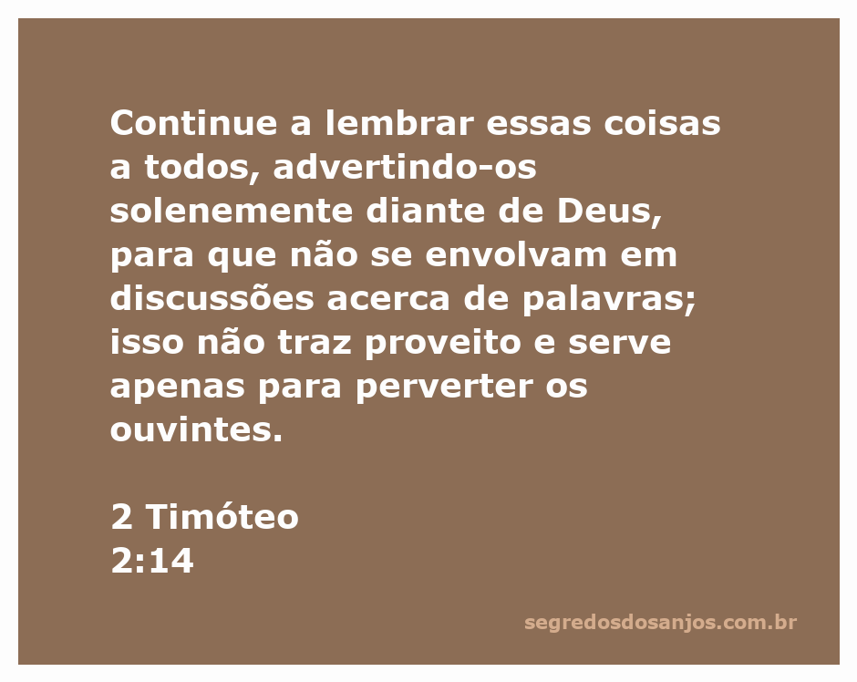 Imagem de 2 Timóteo 2:14 com a mensagem sobre evitar discussões inúteis.
