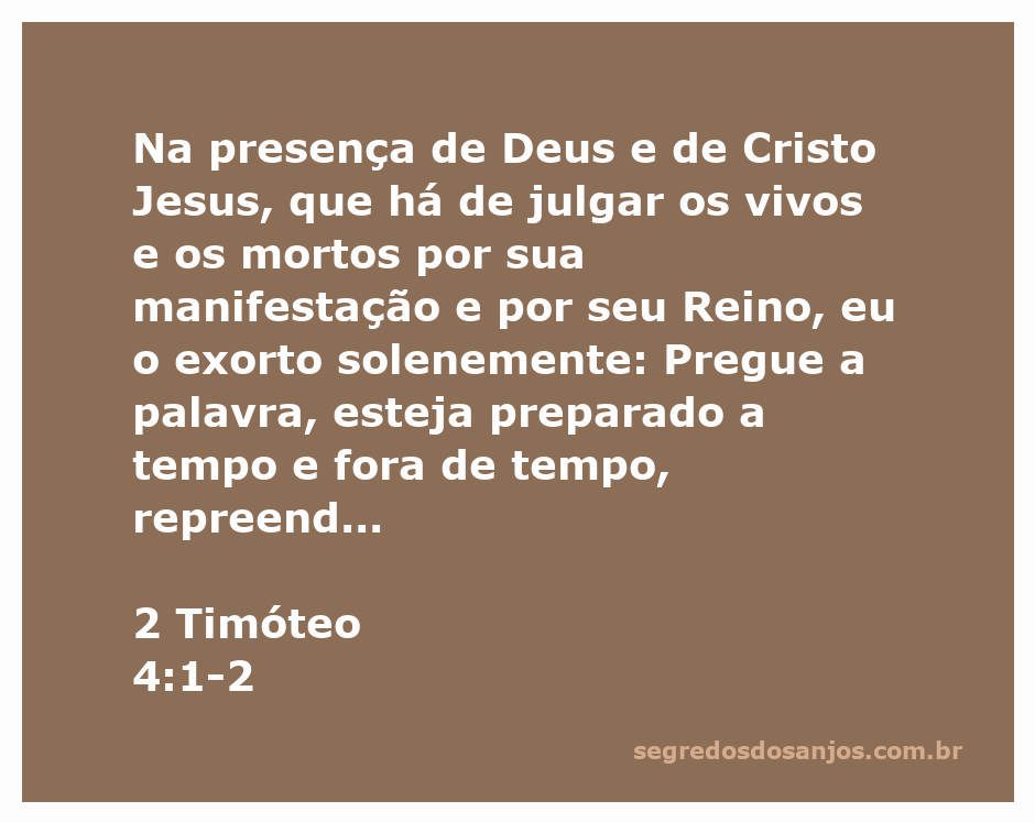 Imagem representativa de 2 Timóteo 4:1-2, enfatizando a pregação da palavra de Deus com dedicação e paciência.