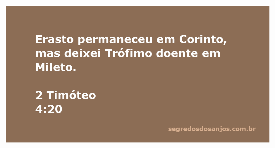 Imagem representativa de Trófimo, enfermo em Mileto, enquanto Erasto permanece em Corinto.