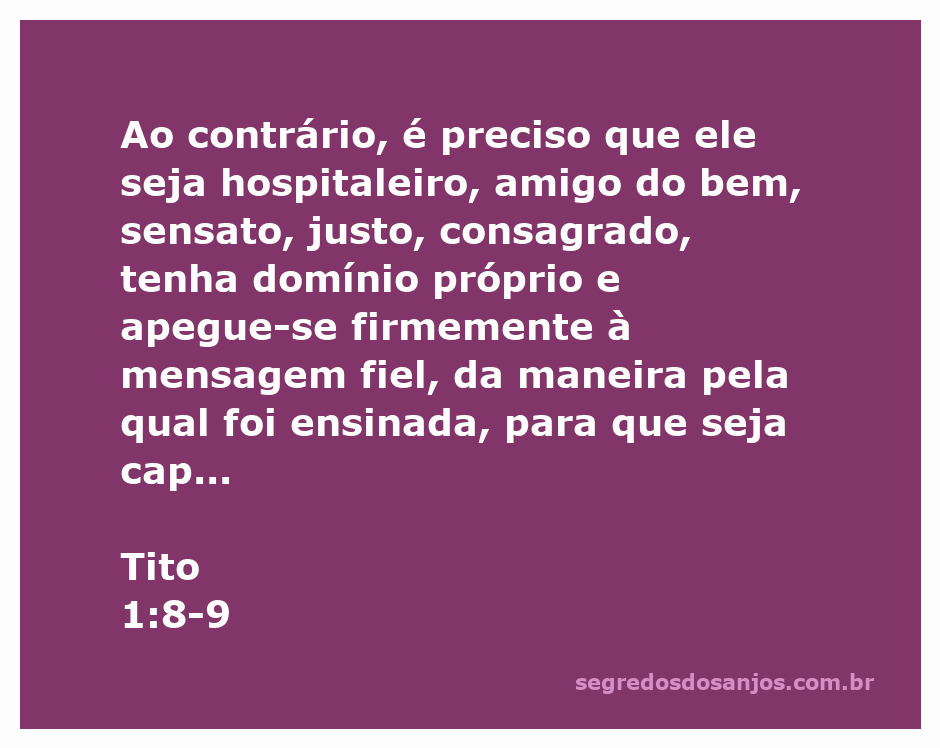 Imagem representativa do versículo Tito 1:8-9, destacando qualidades de um líder cristão.