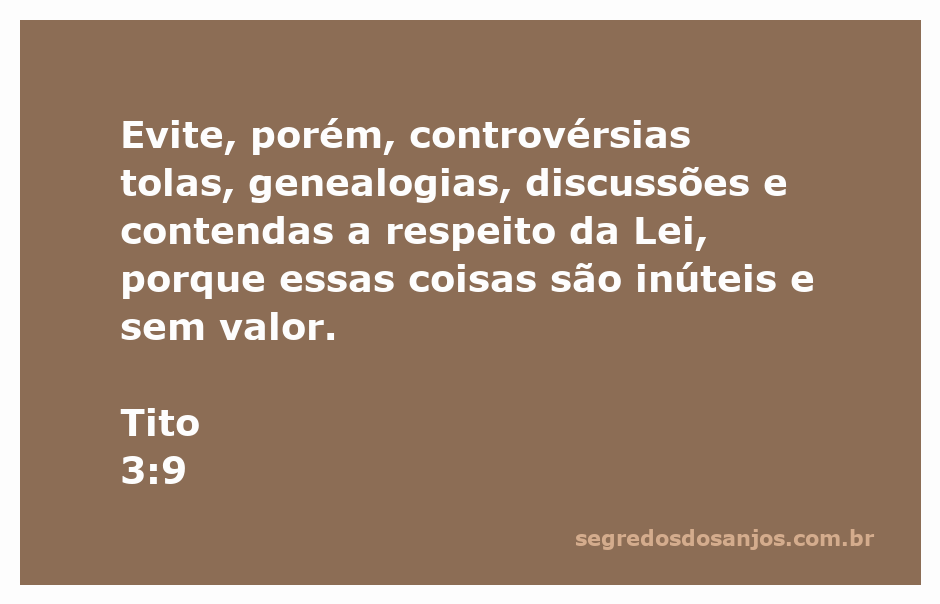 Imagem ilustrativa do versículo Tito 3:9, que aconselha evitar disputas desnecessárias.