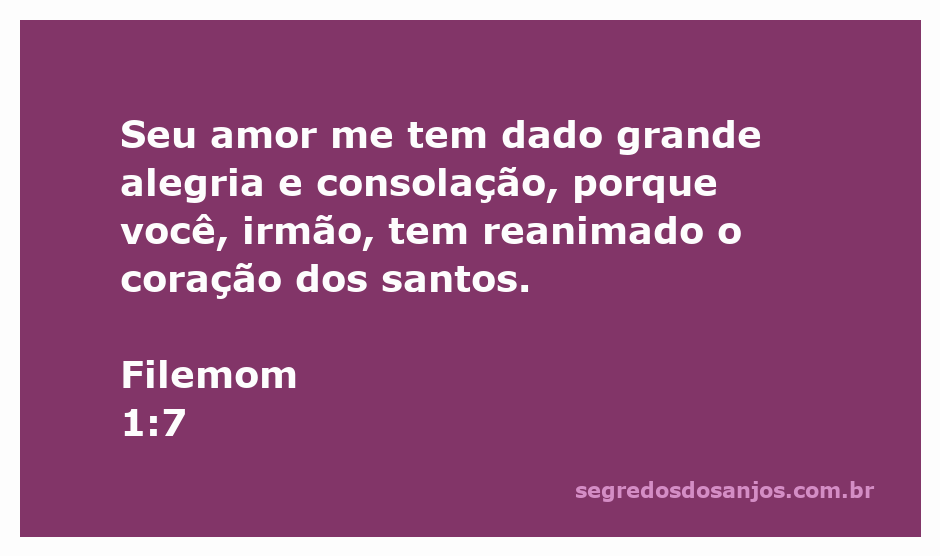Ilustração de Filemom 1:7 que destaca o amor e a consolação entre irmãos na fé.