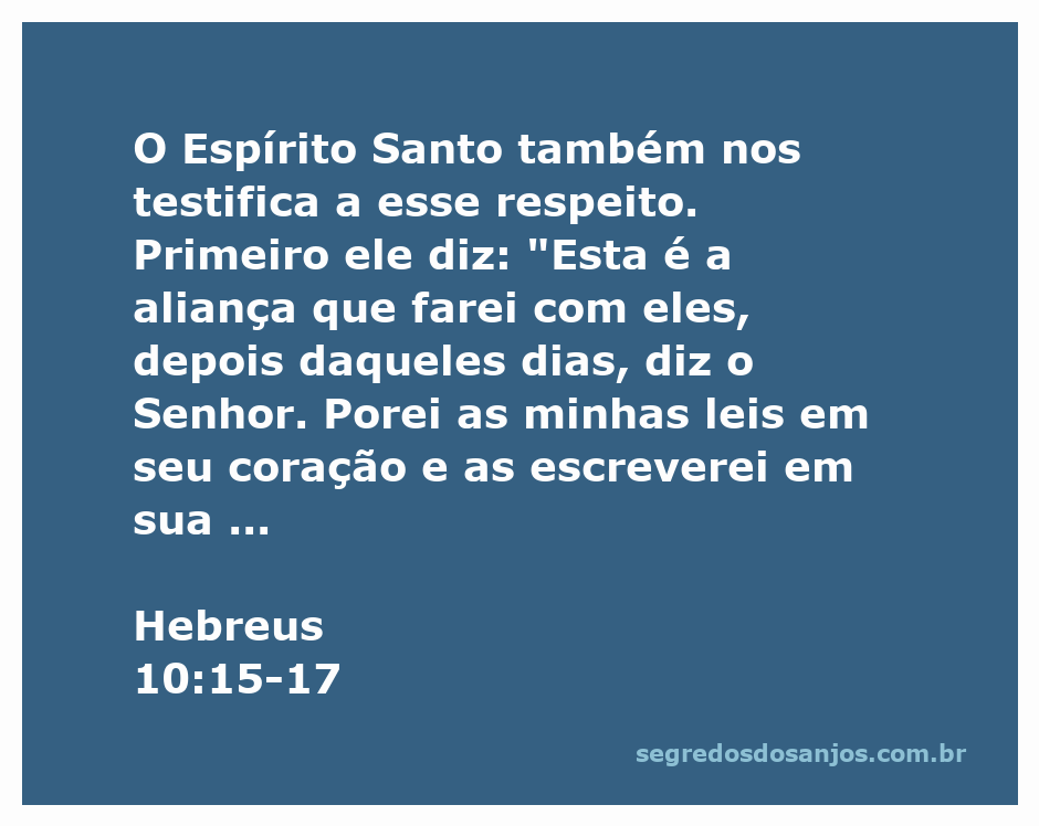 Imagem representativa da aliança de Deus com seu povo, destacando a nova aliança mencionada em Hebreus 10:15-17.