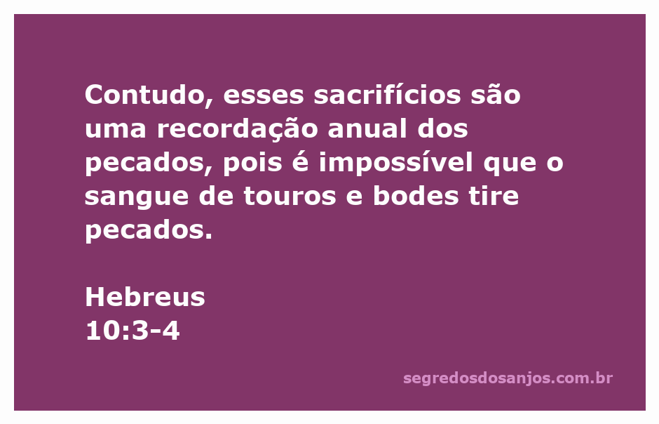 Imagem representativa do sacrifício no Antigo Testamento, simbolizando a impossibilidade de expiação dos pecados pelo sangue de touros e bodes.