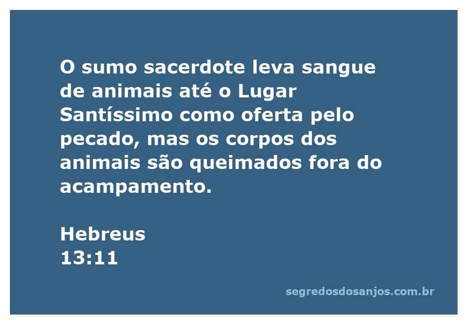 Imagem ilustrativa do sumo sacerdote levando sangue de animais para o Lugar Santíssimo, com os corpos queimados fora do acampamento.