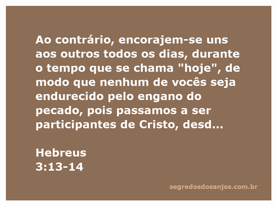 Imagem inspiradora sobre encorajamento e fé, ilustrando Hebreus 3:13-14.