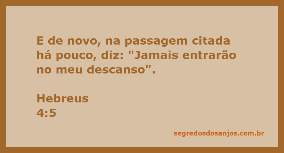 Versículo de Hebreus 4:5 destacando a importância do descanso espiritual.