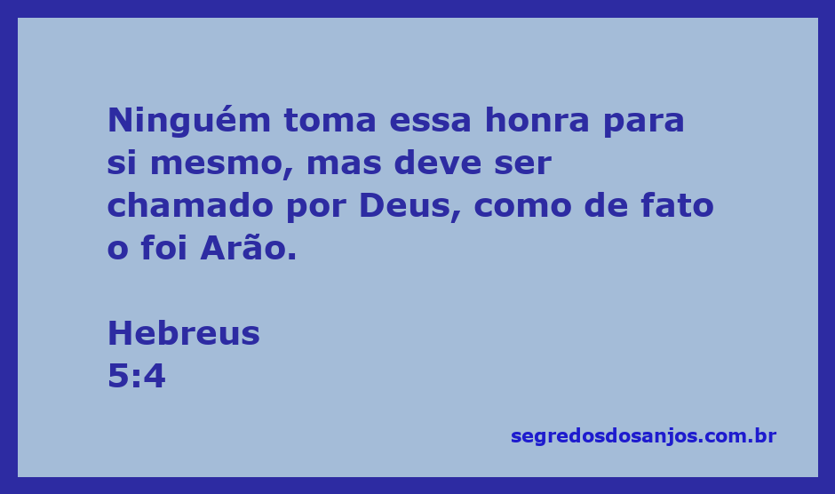 Imagem representativa do versículo de Hebreus 5:4, mostrando a honra de ser chamado por Deus.