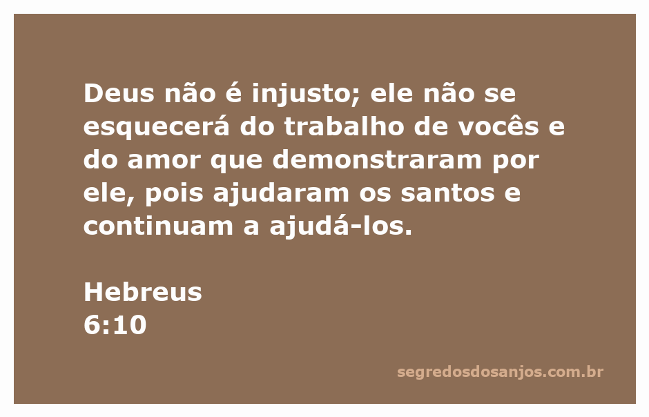 Imagem inspiradora representando Hebreus 6:10, destacando a justiça de Deus e o amor demonstrado pelos crentes.