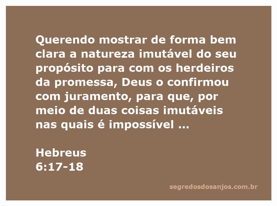 Ilustração do versículo Hebreus 6:17-18, destacando a imutabilidade da promessa de Deus.