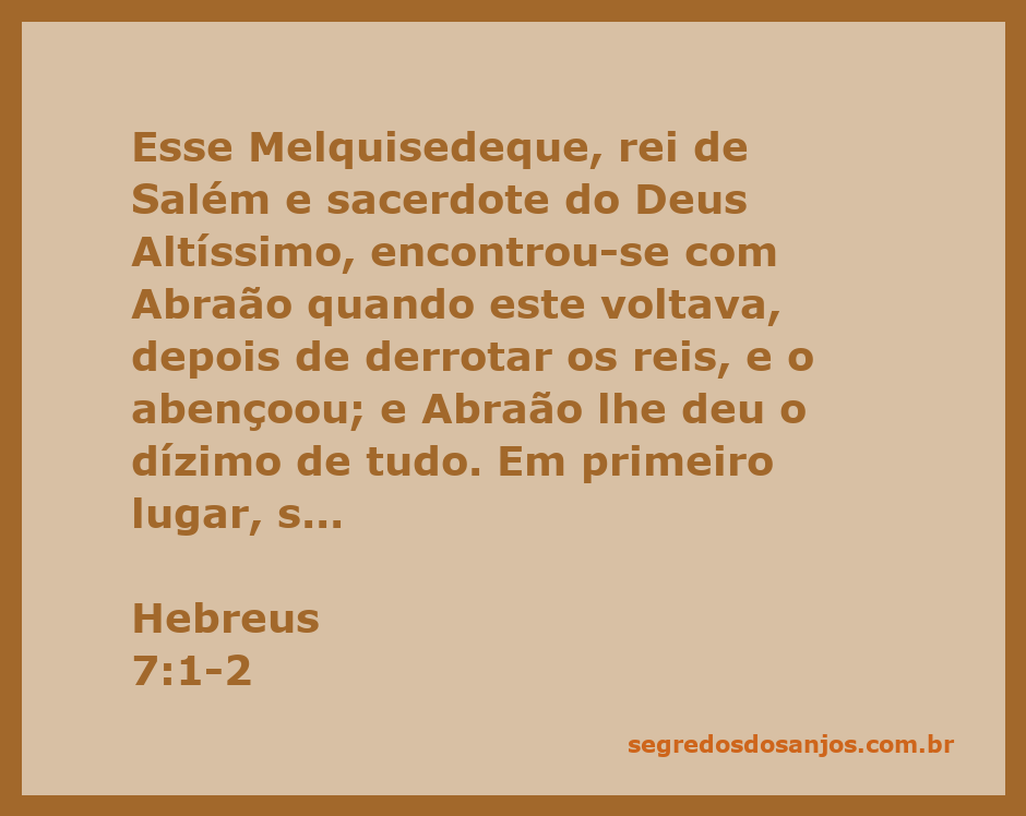 Representação de Melquisedeque, rei de Salém, abençoando Abraão após a vitória sobre os reis.