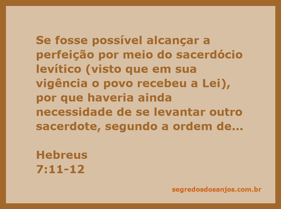 Ilustração do Sacerdócio de Melquisedeque em comparação ao Sacerdócio Levítico