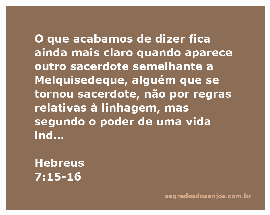 Imagem representativa do sacerdote Melquisedeque, simbolizando o sacerdócio eterno e o poder de uma vida indestrutível.