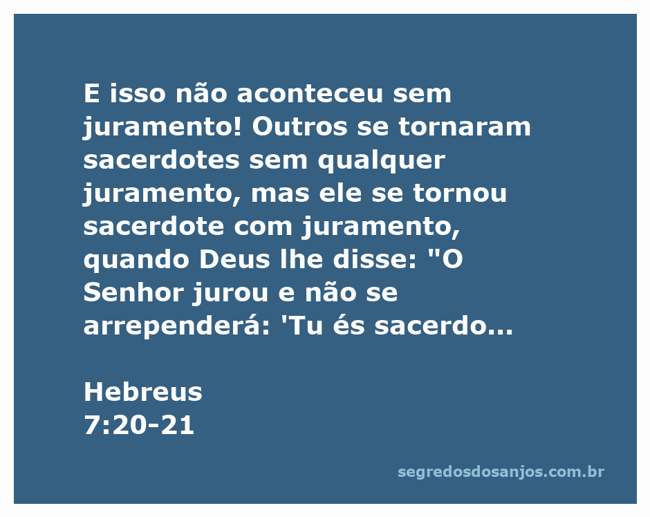 Imagem representativa da passagem de Hebreus 7:20-21, destacando o conceito de sacerdócio com juramento.