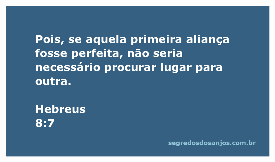 Imagem ilustrativa da passagem de Hebreus 8:7, destacando a busca por uma nova aliança.