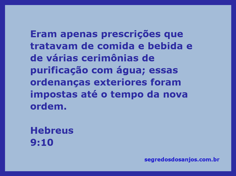Ilustração representando Hebreus 9:10, destacando as cerimônias de purificação e as ordenanças exteriores da antiga aliança.