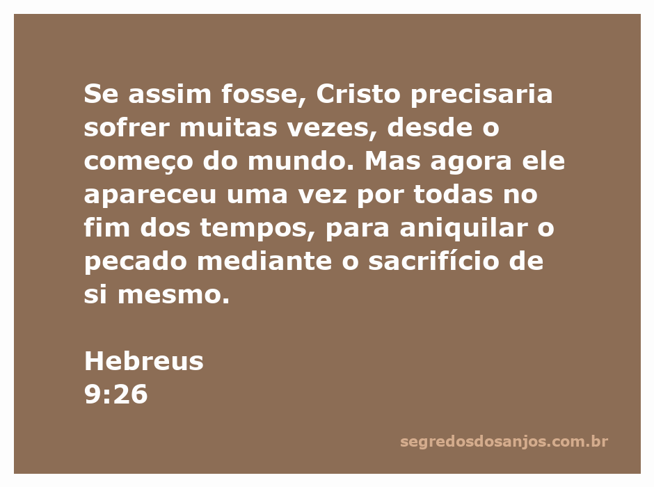 Imagem representativa de Hebreus 9:26, simbolizando o sacrifício de Cristo e a aniquilação do pecado.