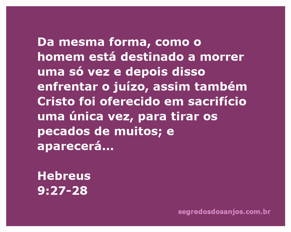 Ilustração de Hebreus 9:27-28, destacando o sacrifício de Cristo e a expectativa da sua segunda vinda.