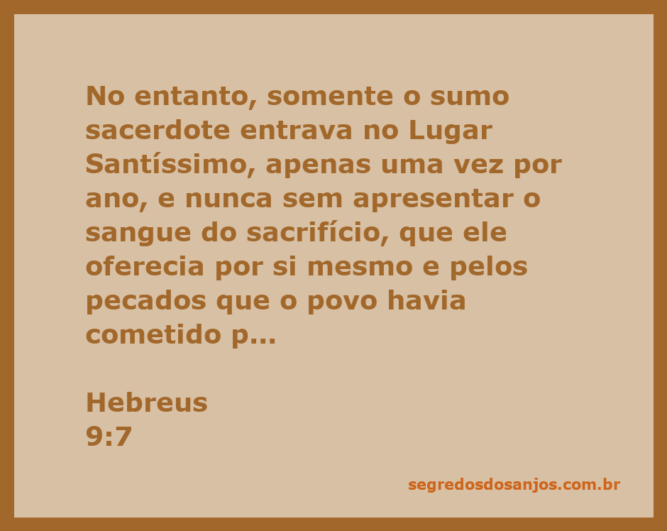 Imagem representativa do Sumo Sacerdote entrando no Lugar Santíssimo com o sangue do sacrifício.