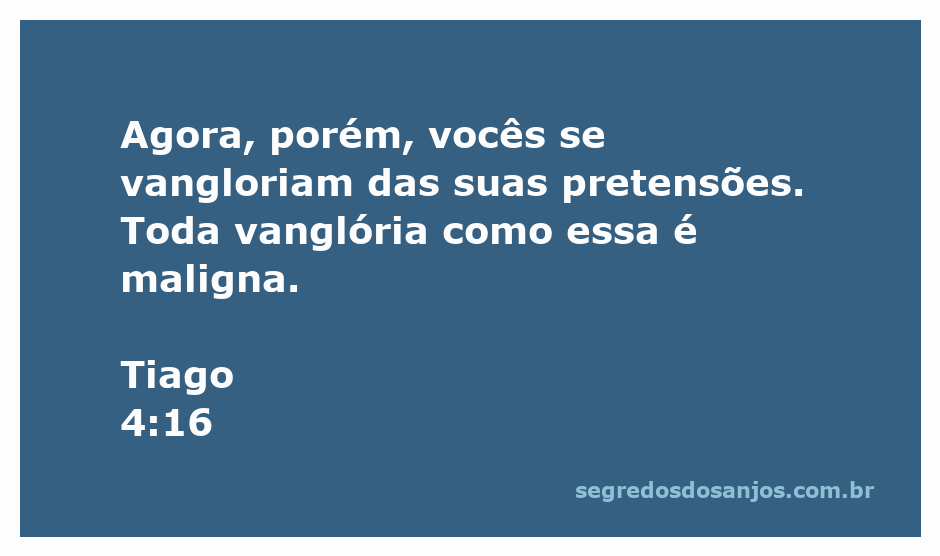 Versículo de Tiago 4:16 destacando a futilidade da vanglória.