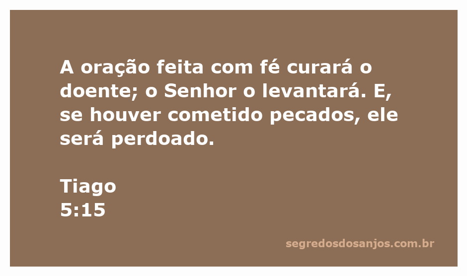 Versículo de Tiago 5:15 sobre cura e perdão através da oração com fé.