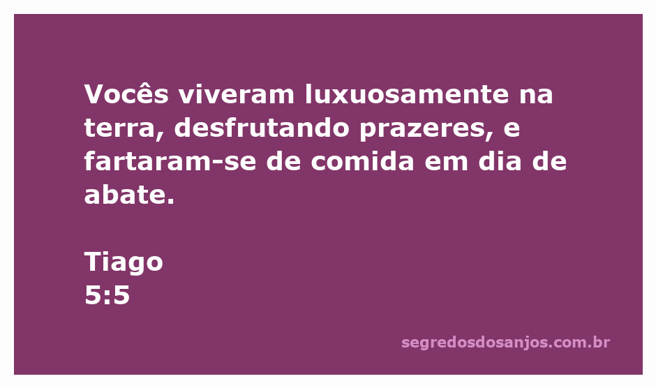 Versículo de Tiago 5:5 sobre o luxo e os prazeres terrenos