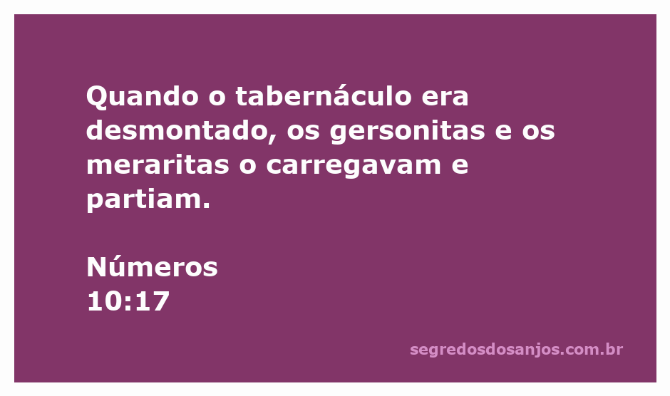 Os gersonitas e os meraritas desmontando e carregando o tabernáculo no deserto conforme descrito em Números 10:17.