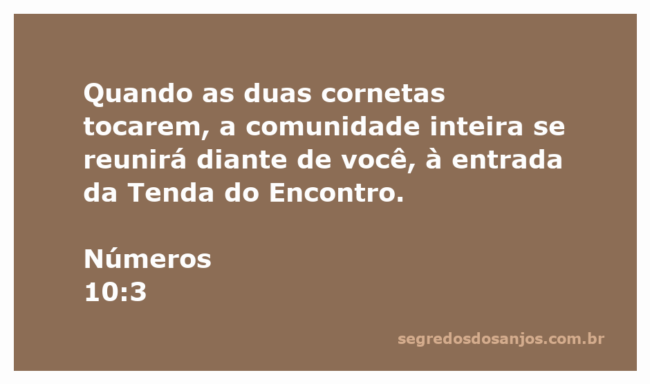 Ilustração de uma comunidade reunida diante da Tenda do Encontro, com duas cornetas tocando.