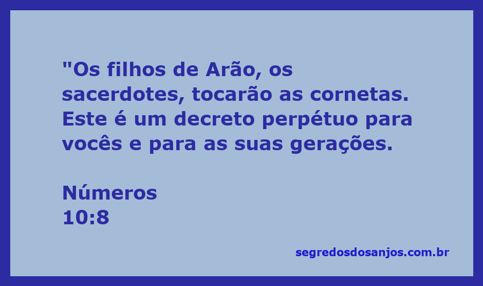 Imagem dos filhos de Arão tocando cornetas, simbolizando o decreto perpétuo de Números 10:8.