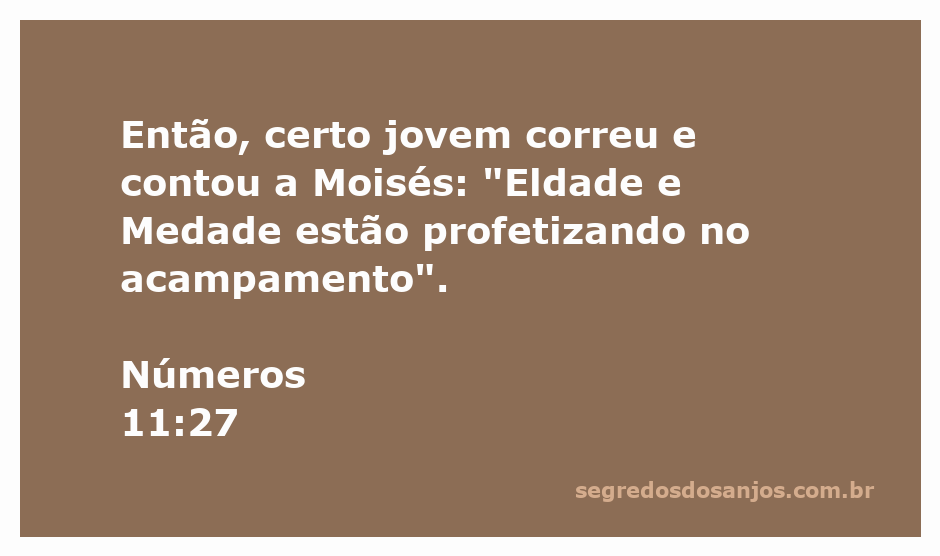 Um jovem correndo para informar Moisés sobre Eldade e Medade profetizando no acampamento.