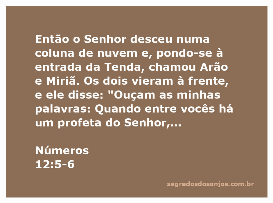 Deus falando com Arão e Miriã na Tenda da reunião, simbolizando a comunicação divina com os profetas.