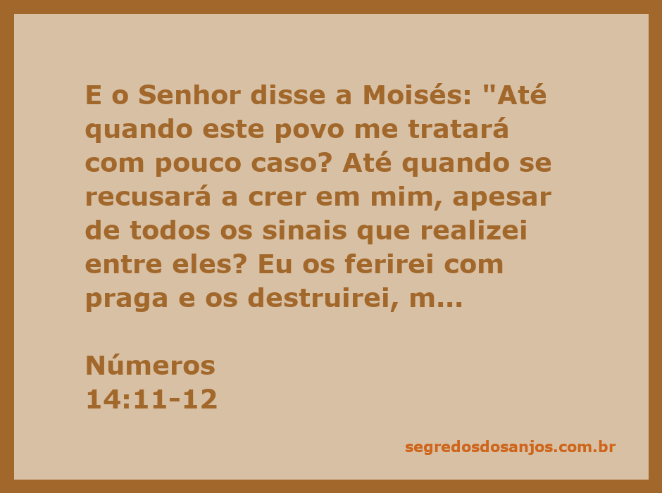 Deus falando com Moisés sobre a incredulidade do povo de Israel no deserto.