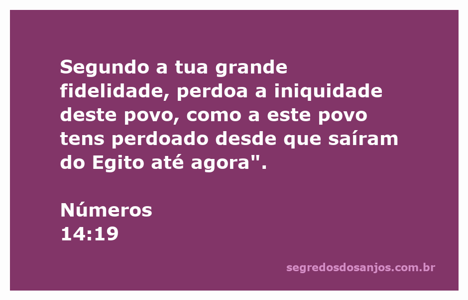 Oração de perdão em Números 14:19, destacando a fidelidade de Deus ao povo de Israel.