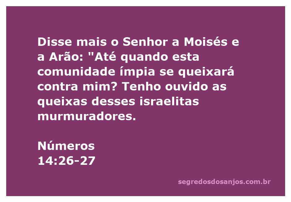 Moisés e Arão em conversa com Deus sobre as queixas dos israelitas.