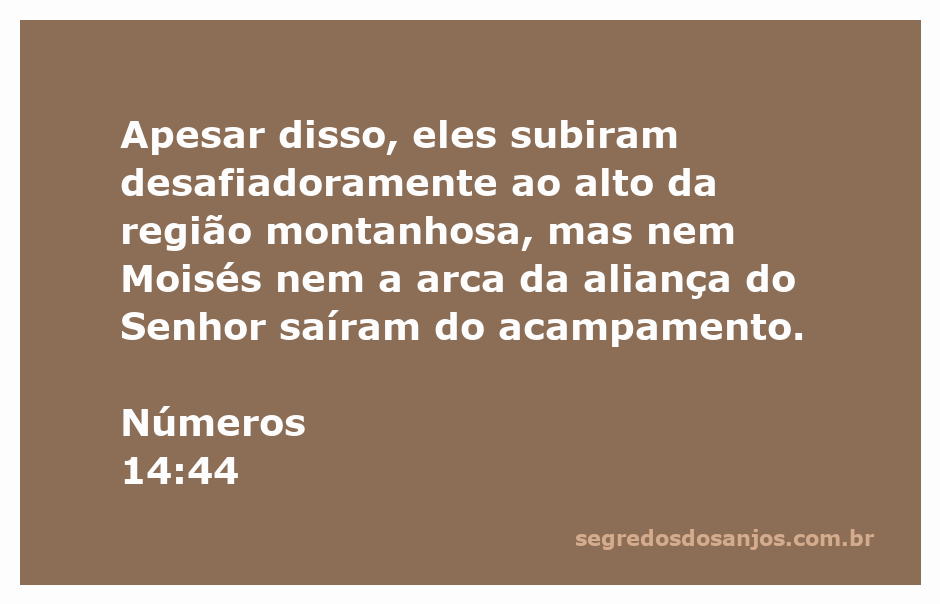 Imagem ilustrativa do povo de Israel subindo a montanha desafiadoramente enquanto Moisés e a arca da aliança permanecem no acampamento.