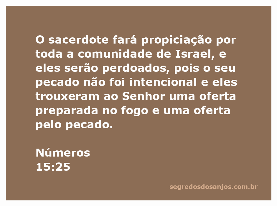 O sacerdote fazendo a propiciação pela comunidade de Israel conforme Números 15:25.