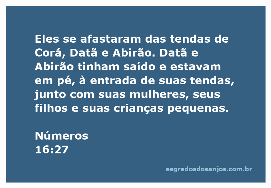 Família de Datã e Abirão em pé na entrada de suas tendas, conforme descrito em Números 16:27.