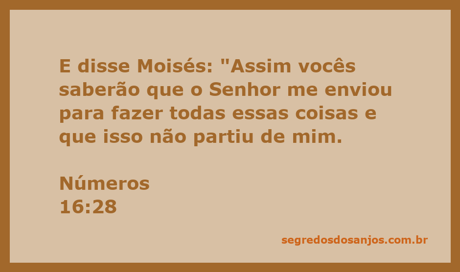 Moisés afirmando que foi enviado por Deus em Números 16:28