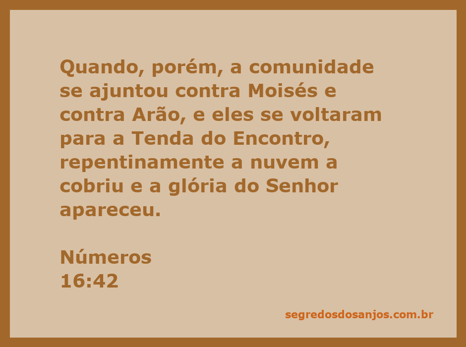 Representação da nuvem cobrindo a Tenda do Encontro enquanto a glória do Senhor aparece, conforme Números 16:42.