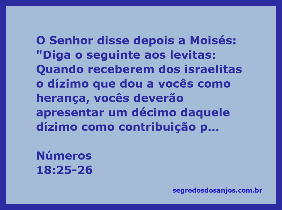 Ilustração dos levitas recebendo o dízimo dos israelitas conforme Números 18:25-26.