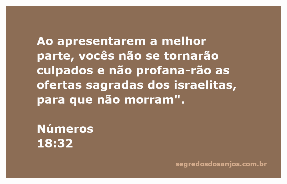 Ilustração do versículo Números 18:32 sobre a oferta sagrada dos israelitas.