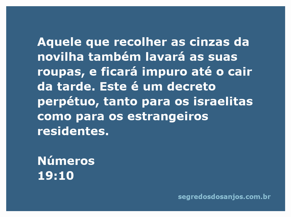 Recolhendo cinzas da novilha conforme a lei de Números 19:10