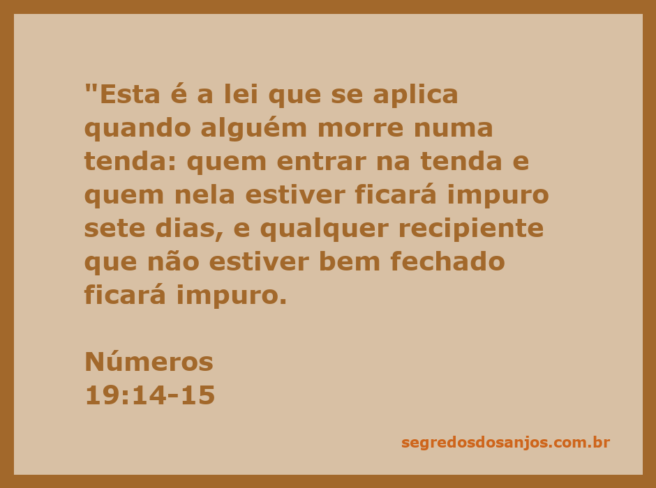 Ilustração da lei de impureza em Números 19:14-15, mostrando uma tenda e recipientes.