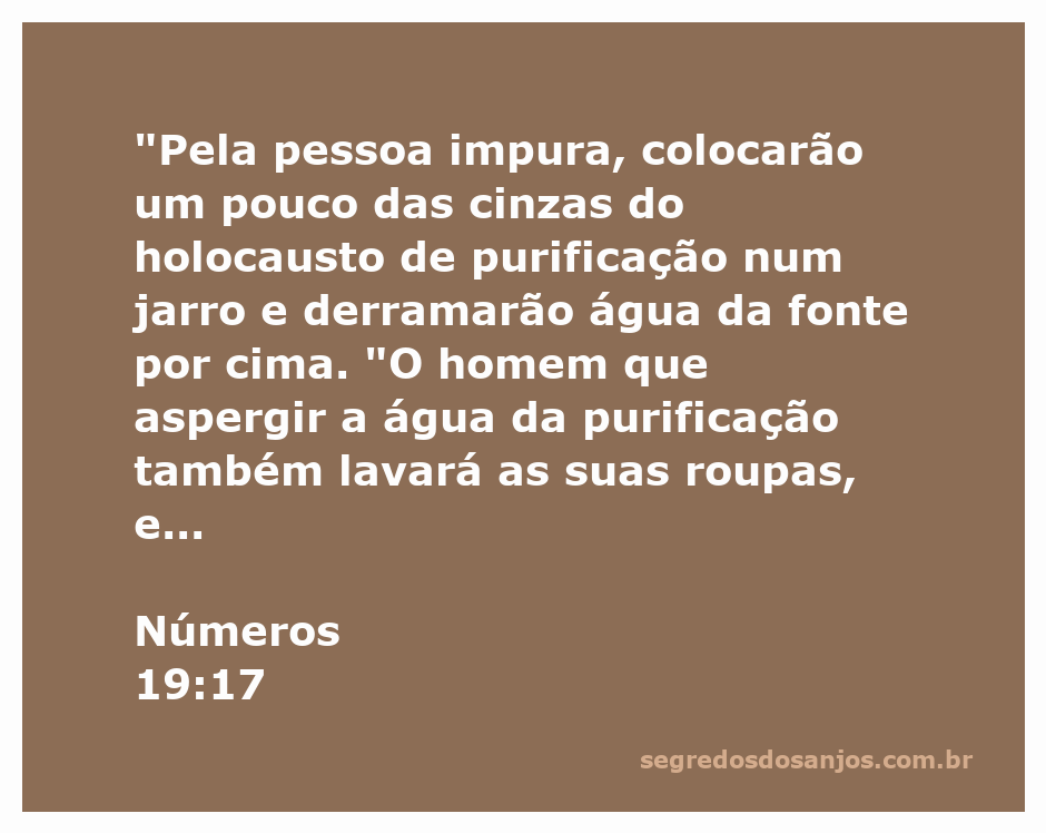 Cenário de purificação com cinzas e água, representando o ritual de Números 19:17 da Bíblia.